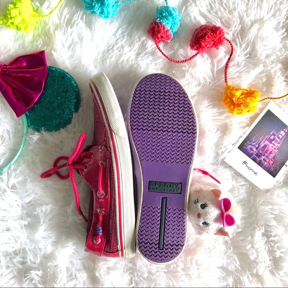 Kid’s Pink Sequence Top-Sider Sperry Flats - Picture 3 of 5